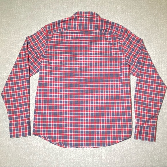 LIKE NEW UNTUCKit Men’s Medium Passaros Button Front Shirt Red Navy Blue Check - Picture 6 of 6